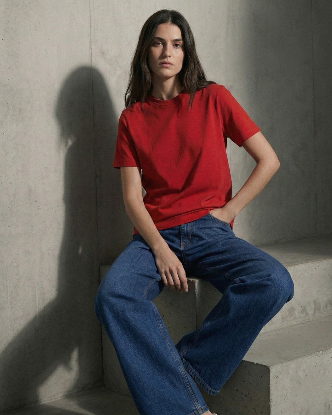 Regular Fit Solid Cotton T-shirt – Red