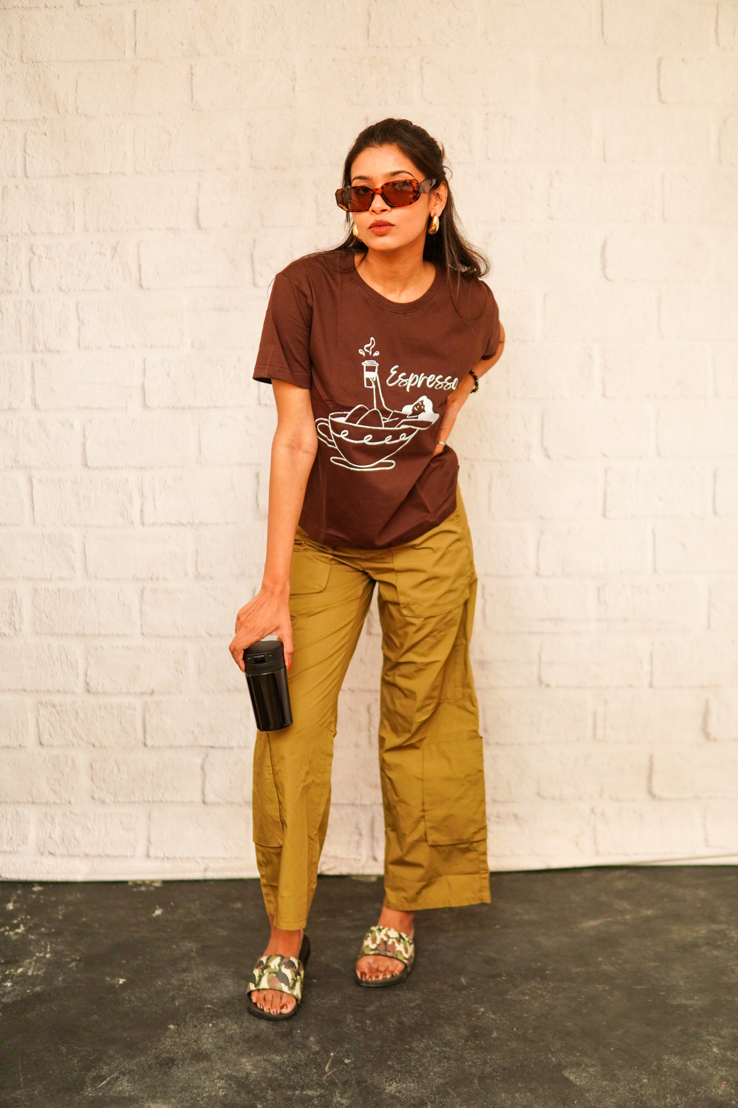 REGULAR FIT PRINTED COTTON T-SHIRT (ESPRESSO)