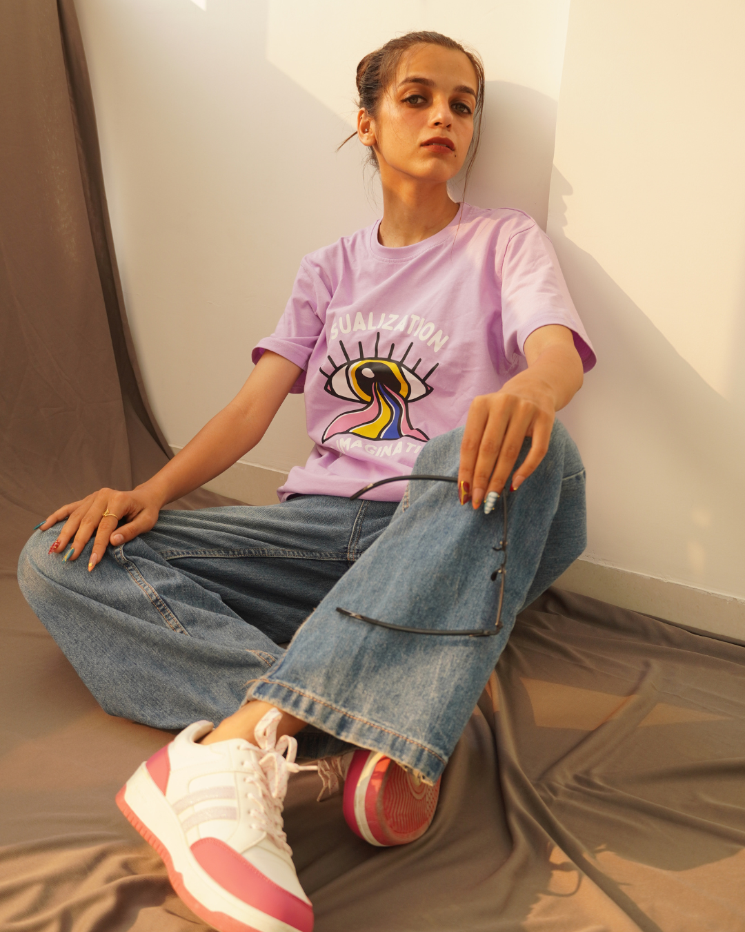 Oversized Cotton Printed T-Shirt – Lavender