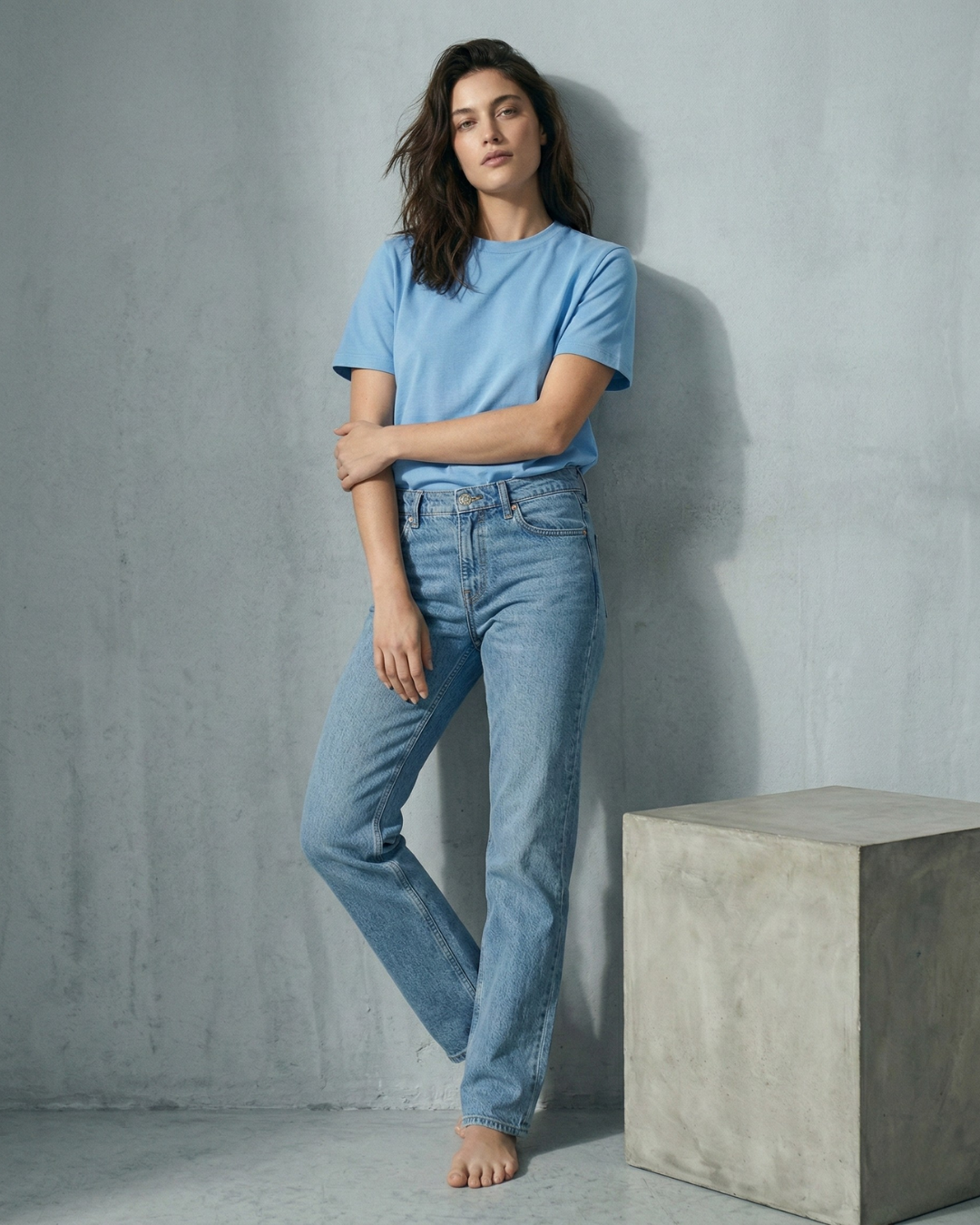 Regular Fit Solid Cotton T-shirt – Sky Blue