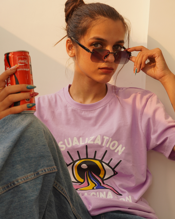 Oversized Cotton Printed T-Shirt – Lavender