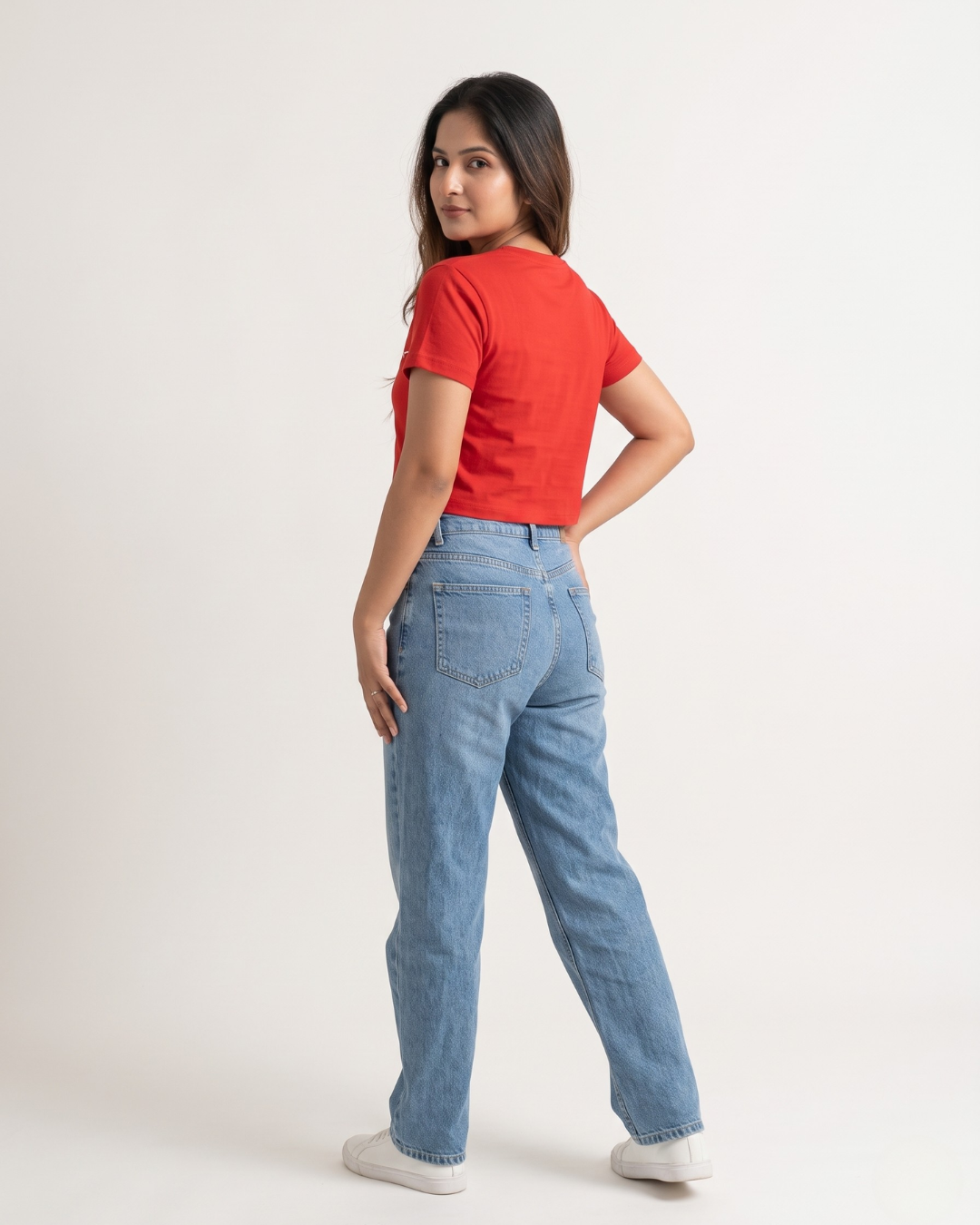 Regular Fit Graphic Red Cotton Crop Top