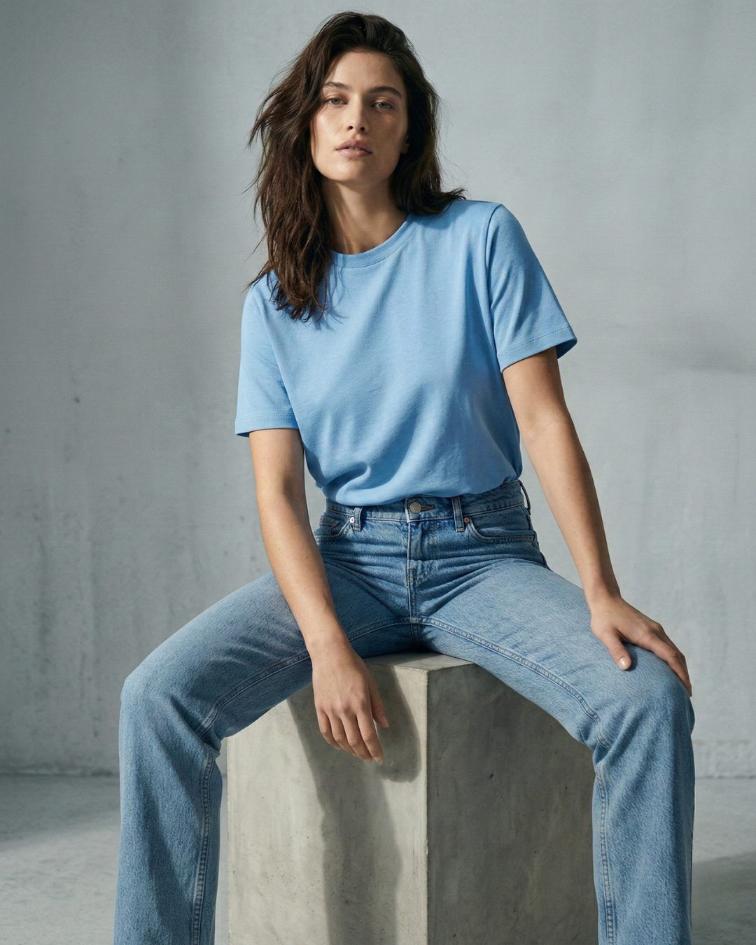 Regular Fit Solid Cotton T-shirt – Sky Blue