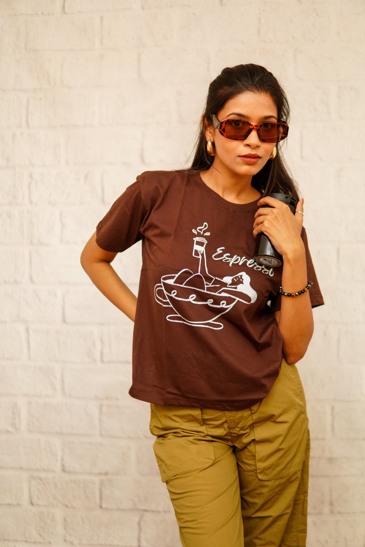 REGULAR FIT PRINTED COTTON T-SHIRT (ESPRESSO)