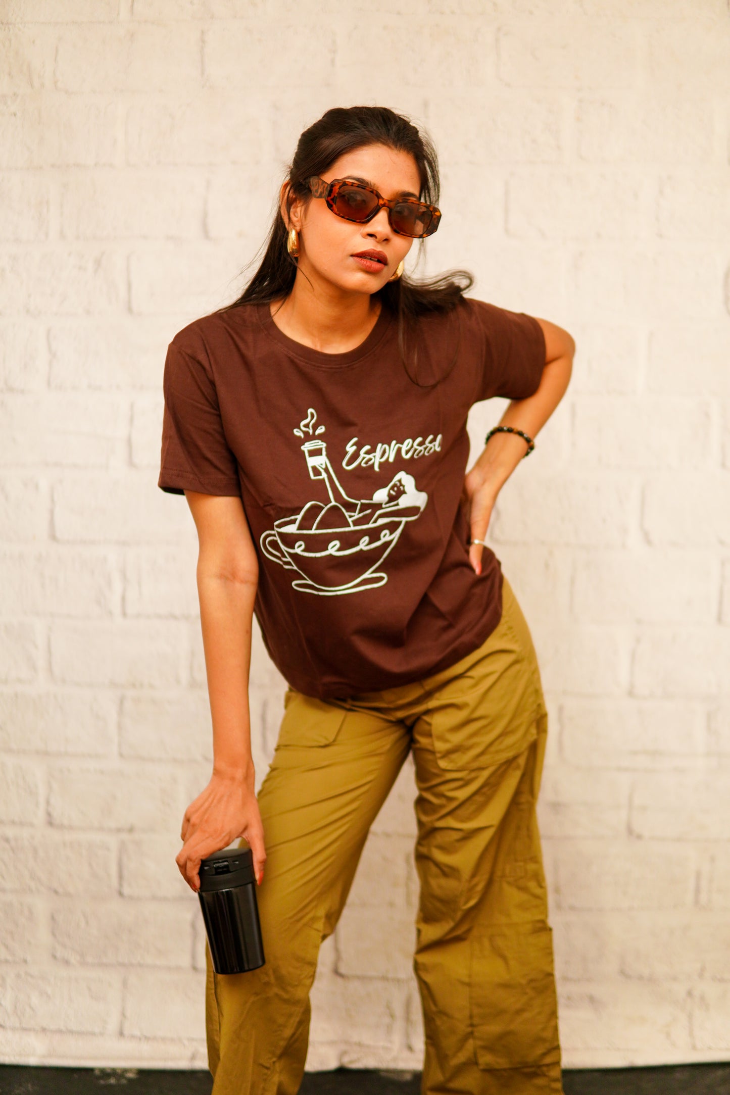 REGULAR FIT PRINTED COTTON T-SHIRT (ESPRESSO)