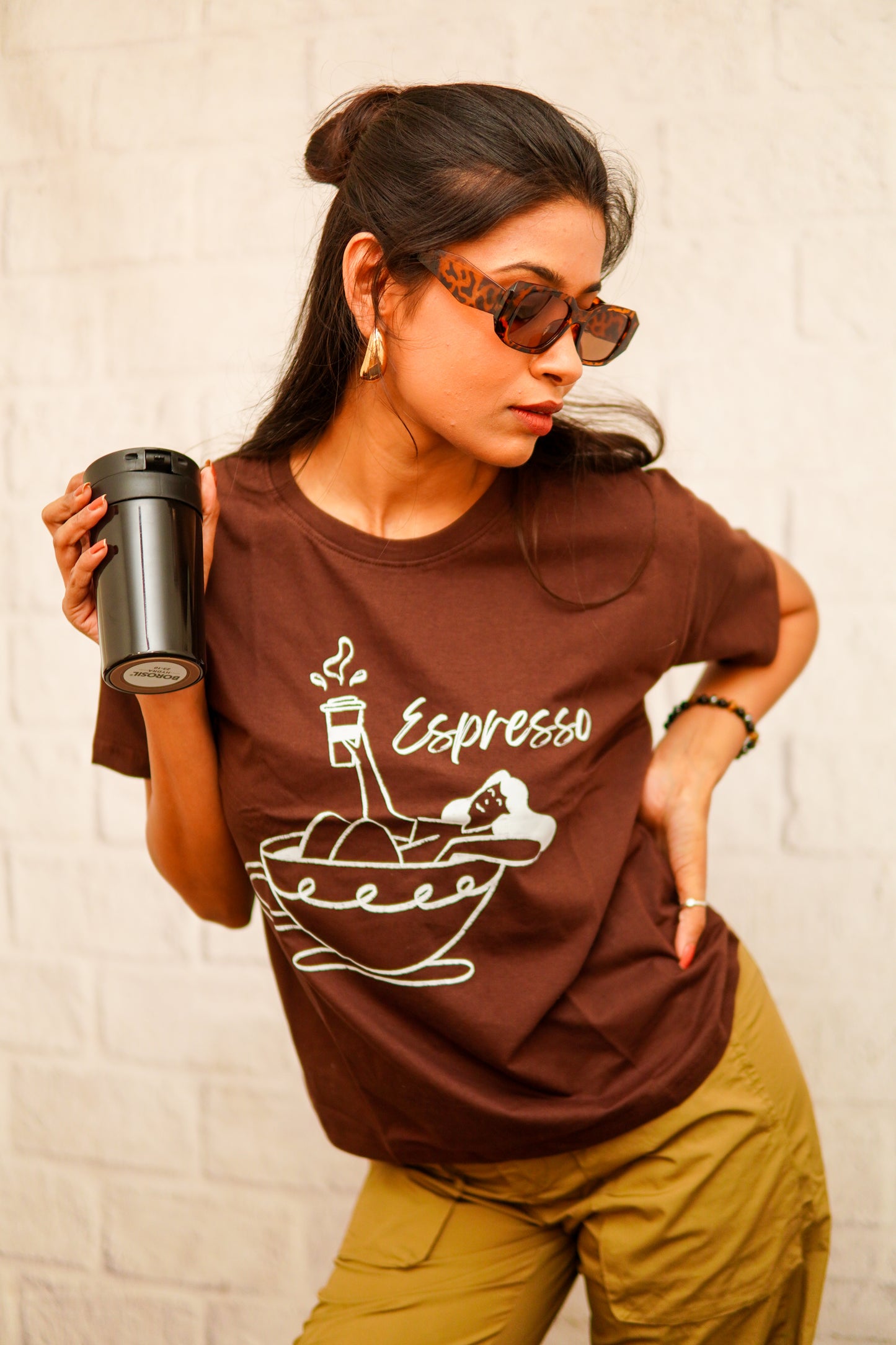 REGULAR FIT PRINTED COTTON T-SHIRT (ESPRESSO)