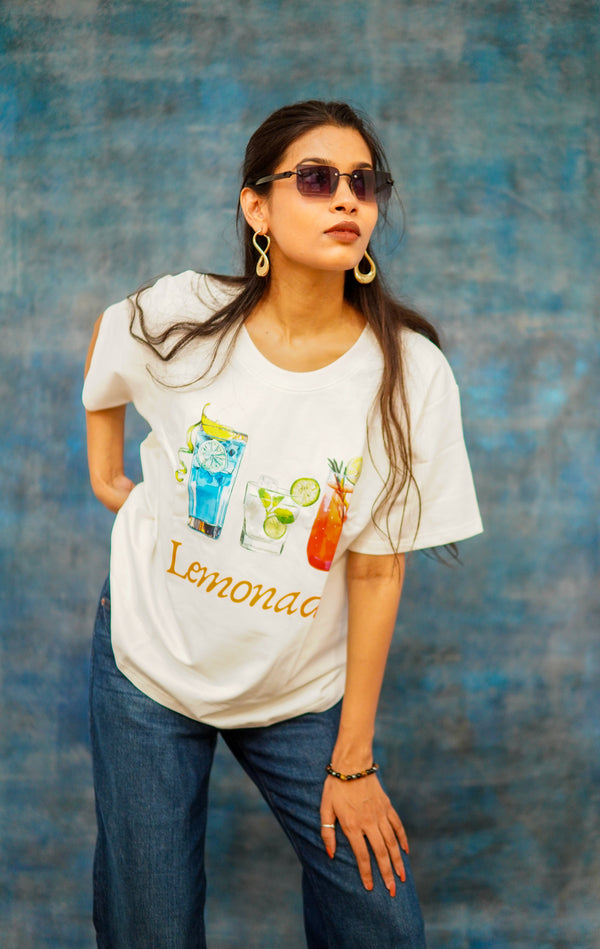OVERSIZED COTTON PRINTED T-SHIRT (LEMONADE)