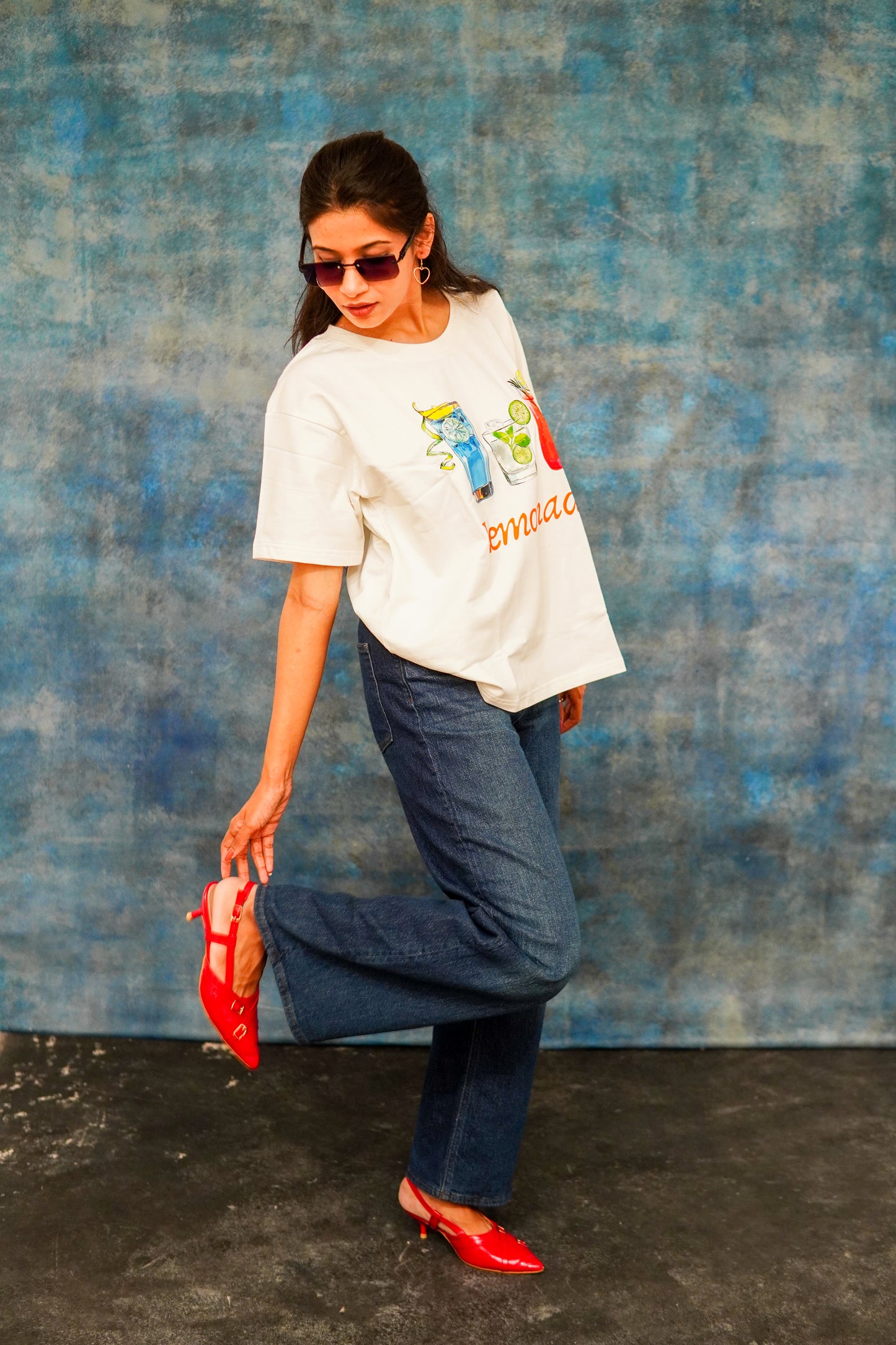 OVERSIZED COTTON PRINTED T-SHIRT (LEMONADE)