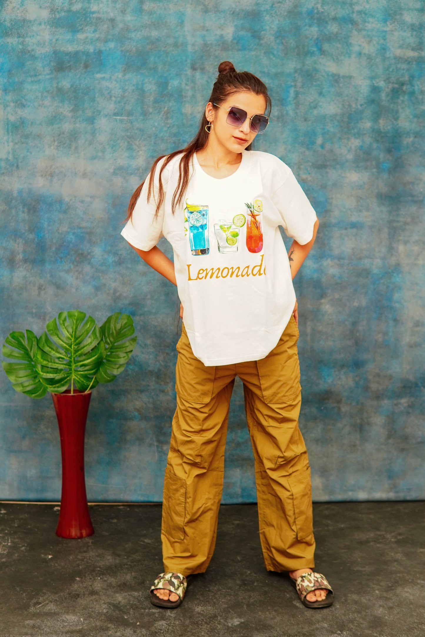 OVERSIZED COTTON PRINTED T-SHIRT (LEMONADE)