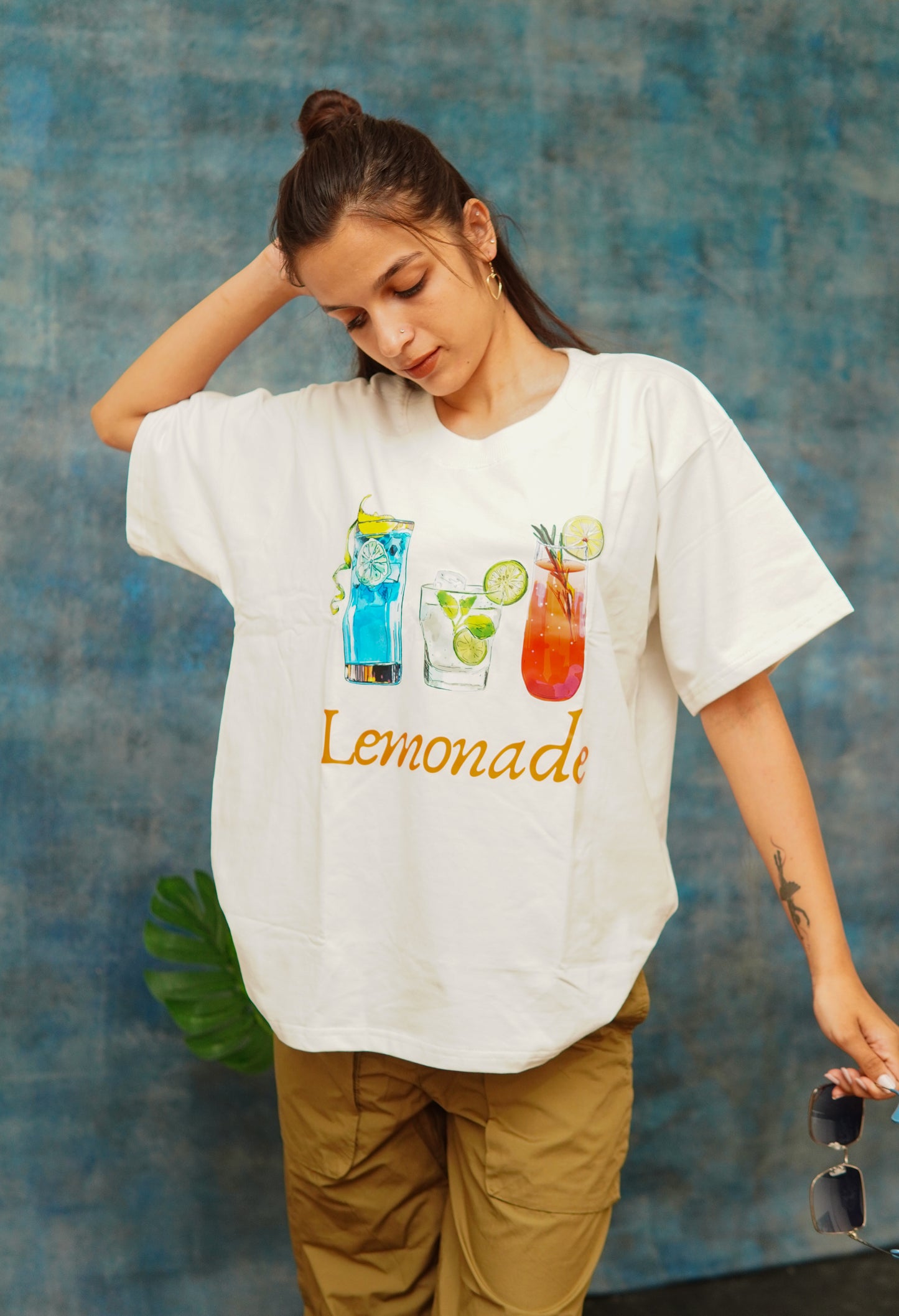 OVERSIZED COTTON PRINTED T-SHIRT (LEMONADE)